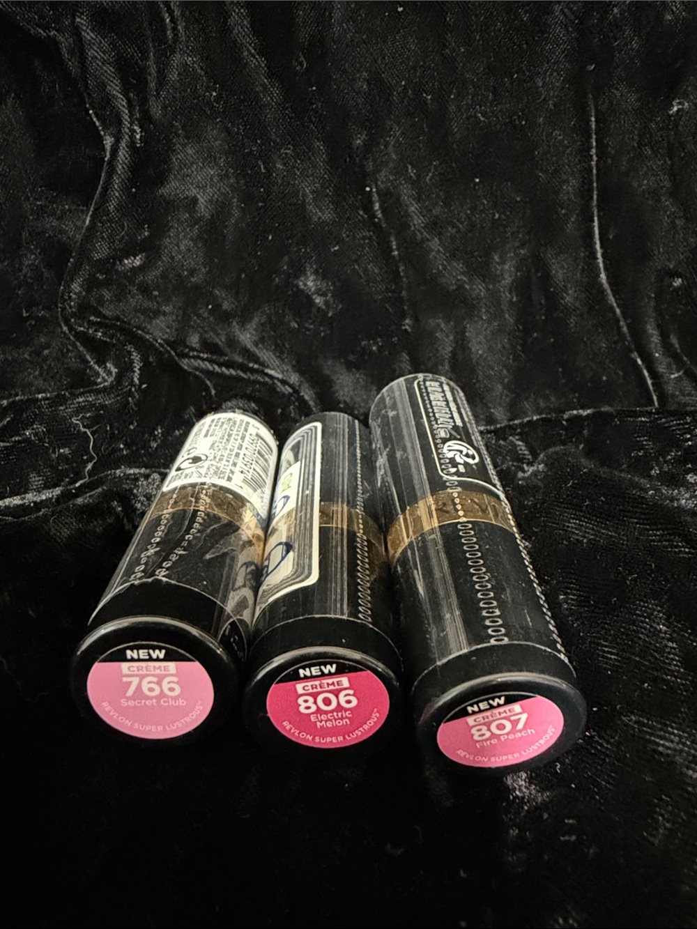 Revlon Crème Lipstick Trio – 766 Secret Club, 806 Electric Melon, 807 Hot Pink